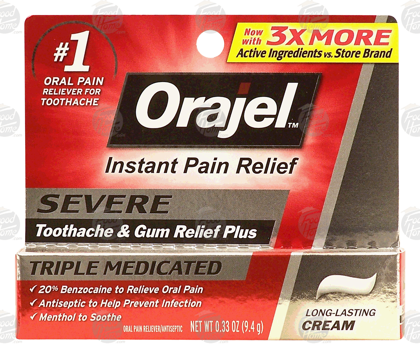 Orajel  severe toothache & gum relief plus, long-lasting cream, triple medicated Full-Size Picture